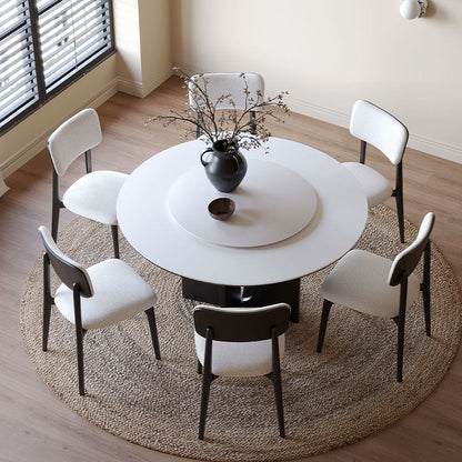 Modern Luxury Cotton Linen Solid Wood Rounded Rectangular Dining Chair With Backrest Armrest For Dining Room