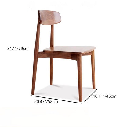Contemporary Scandinavian Black Walnut Rounded Square Dining Chair With Backrest For Dining Room
