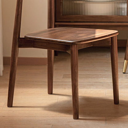 Contemporary Scandinavian Black Walnut Rounded Square Dining Chair With Backrest For Dining Room