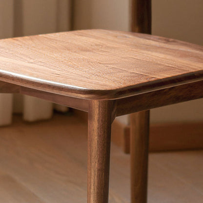 Contemporary Scandinavian Black Walnut Rounded Square Dining Chair With Backrest For Dining Room