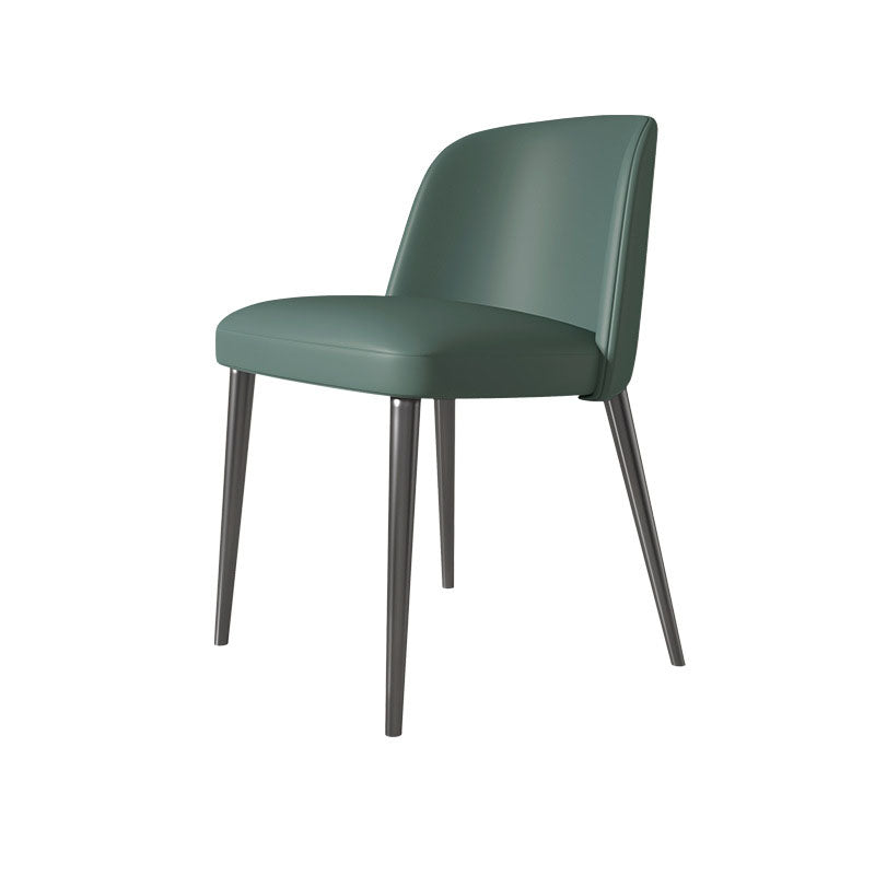 Contemporary Scandinavian Nappa Leather Carbon Steel Curved Square Dining Chair With Backrest For Dining Room