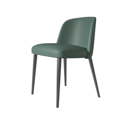 Contemporary Scandinavian Nappa Leather Carbon Steel Curved Square Dining Chair With Backrest For Dining Room