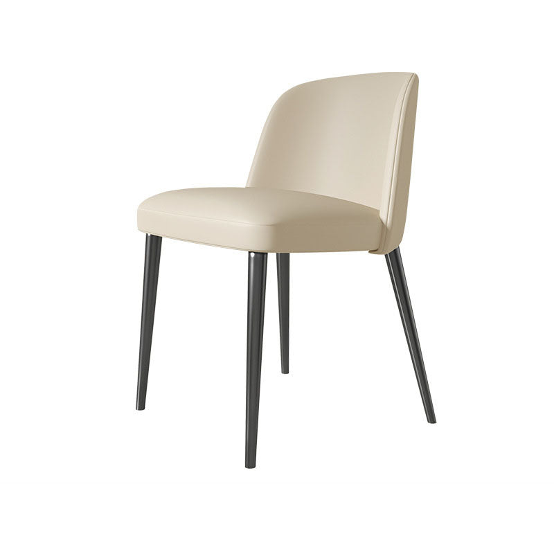 Contemporary Scandinavian Nappa Leather Carbon Steel Curved Square Dining Chair With Backrest For Dining Room