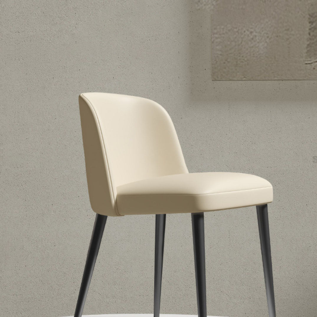 Contemporary Scandinavian Nappa Leather Carbon Steel Curved Square Dining Chair With Backrest For Dining Room