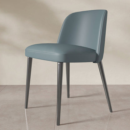 Contemporary Scandinavian Nappa Leather Carbon Steel Curved Square Dining Chair With Backrest For Dining Room
