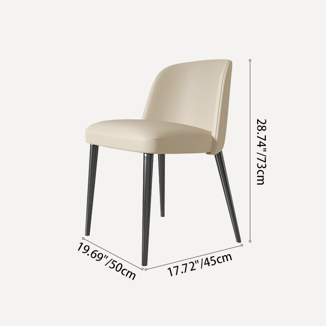 Contemporary Scandinavian Nappa Leather Carbon Steel Curved Square Dining Chair With Backrest For Dining Room