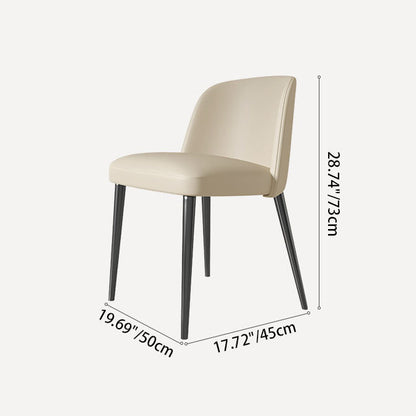 Contemporary Scandinavian Nappa Leather Carbon Steel Curved Square Dining Chair With Backrest For Dining Room