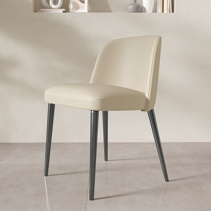 Contemporary Scandinavian Nappa Leather Carbon Steel Curved Square Dining Chair With Backrest For Dining Room