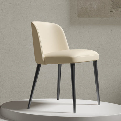 Contemporary Scandinavian Nappa Leather Carbon Steel Curved Square Dining Chair With Backrest For Dining Room