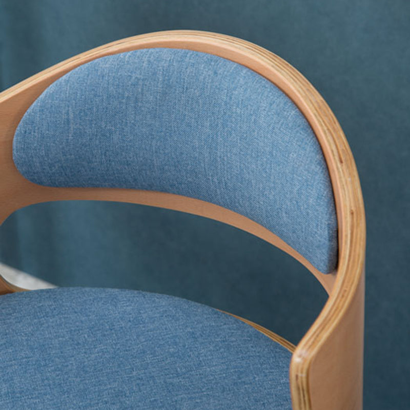 Contemporary Scandinavian PU Leather Linen Steel Curved Round Adjustable Bar Stool With Backrest For Dining Room