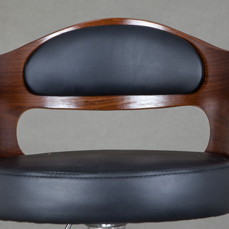 Contemporary Scandinavian PU Leather Linen Steel Curved Round Adjustable Bar Stool With Backrest For Dining Room