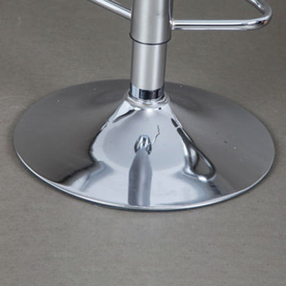 Contemporary Scandinavian PU Leather Linen Steel Curved Round Adjustable Bar Stool With Backrest For Dining Room