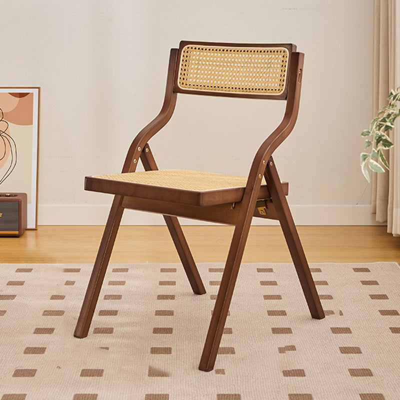 Traditional Chinese Bamboo Rattan Curved Rectangular Dining Chair With Backrest For Dining Room