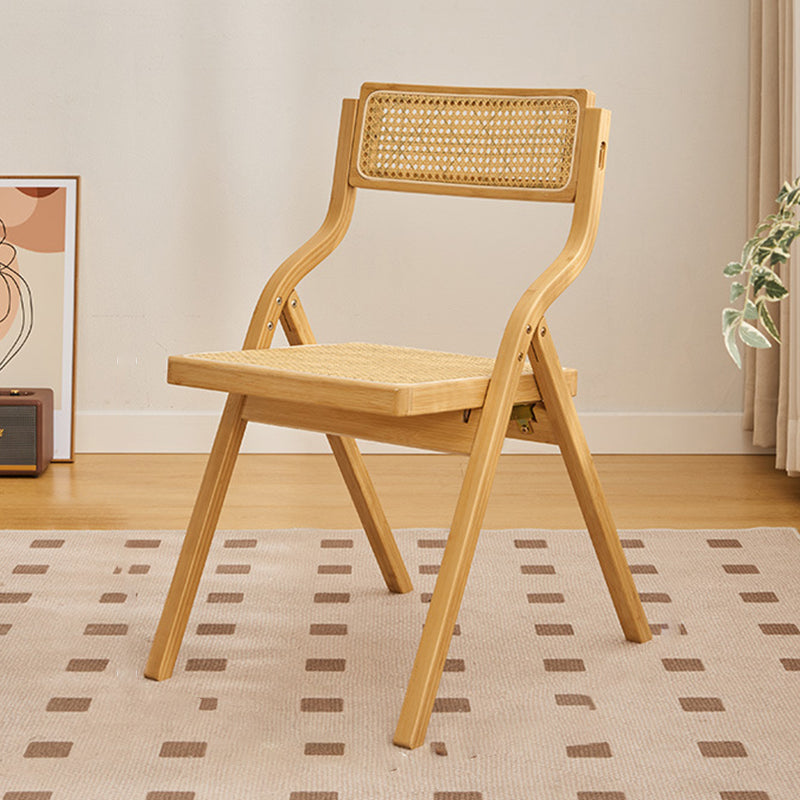 Traditional Chinese Bamboo Rattan Curved Rectangular Dining Chair With Backrest For Dining Room