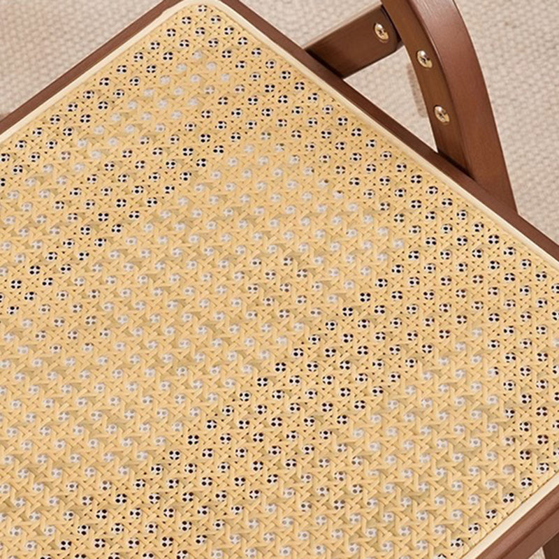 Traditional Chinese Bamboo Rattan Curved Rectangular Dining Chair With Backrest For Dining Room