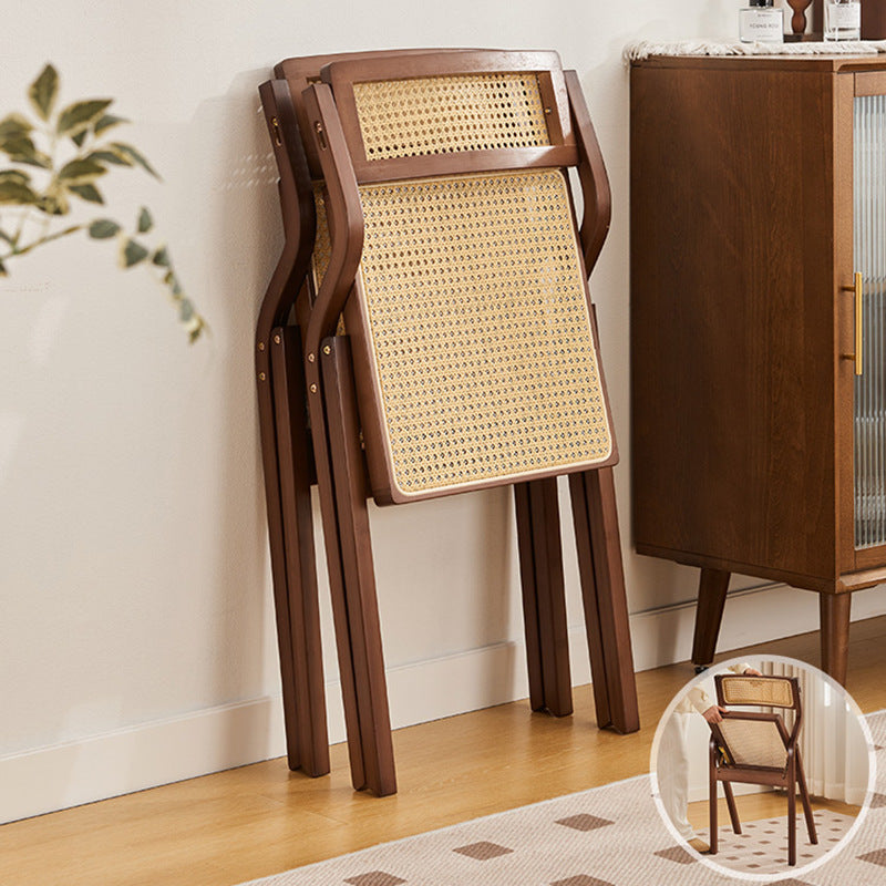 Traditional Chinese Bamboo Rattan Curved Rectangular Dining Chair With Backrest For Dining Room