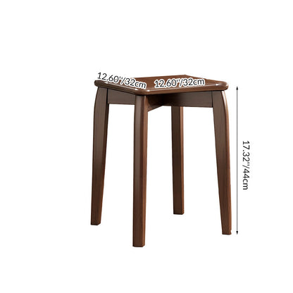Traditional Chinese Solid Wood Wavy Edge Square Dining Stool Stackable Chair For Dining Room