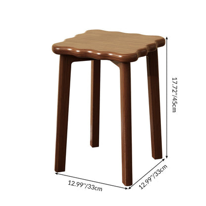 Traditional Chinese Solid Wood Wavy Edge Square Dining Stool Stackable Chair For Dining Room