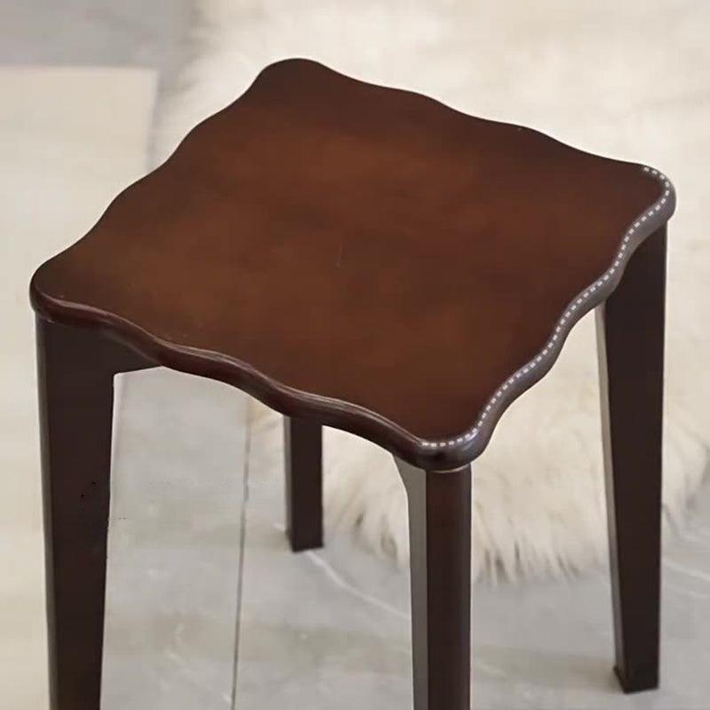 Traditional Chinese Solid Wood Wavy Edge Square Dining Stool Stackable Chair For Dining Room