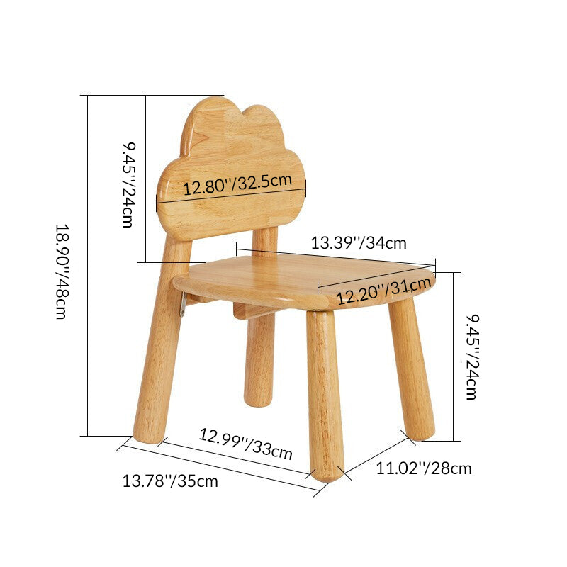 Contemporary Creative Solid Wood Moon Cloud Mushroom Low Stool With Backrest For Living Room
