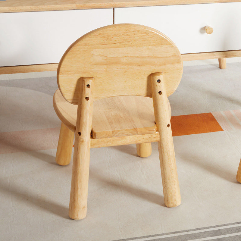 Contemporary Creative Solid Wood Moon Cloud Mushroom Low Stool With Backrest For Living Room