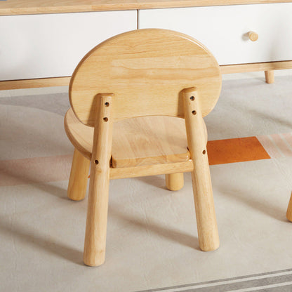 Contemporary Creative Solid Wood Moon Cloud Mushroom Low Stool With Backrest For Living Room