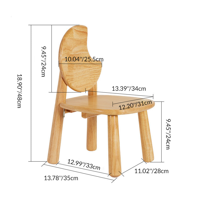 Contemporary Creative Solid Wood Moon Cloud Mushroom Low Stool With Backrest For Living Room