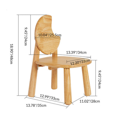 Contemporary Creative Solid Wood Moon Cloud Mushroom Low Stool With Backrest For Living Room