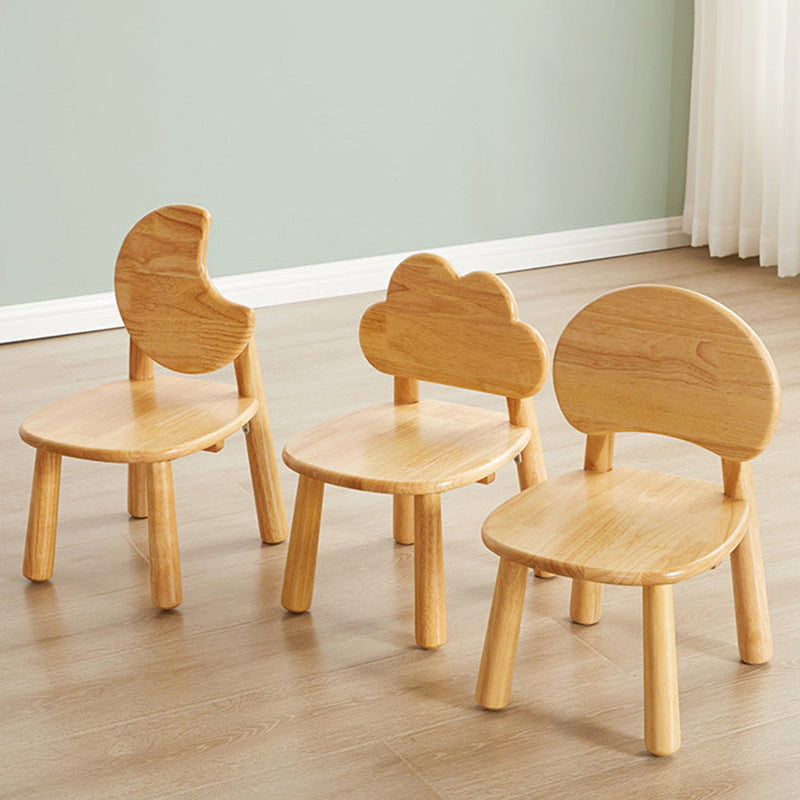 Contemporary Creative Solid Wood Moon Cloud Mushroom Low Stool With Backrest For Living Room