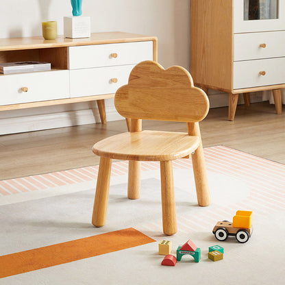 Contemporary Creative Solid Wood Moon Cloud Mushroom Low Stool With Backrest For Living Room