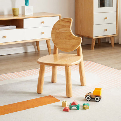 Contemporary Creative Solid Wood Moon Cloud Mushroom Low Stool With Backrest For Living Room