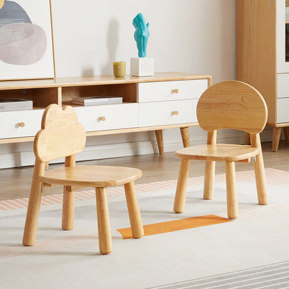 Contemporary Creative Solid Wood Moon Cloud Mushroom Low Stool With Backrest For Living Room