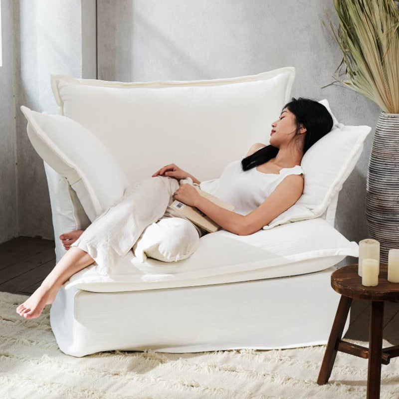 Moonlight White Swivel Birch Wood Accent Chair - Minimalist Lounging Sofa for Living Room or Study