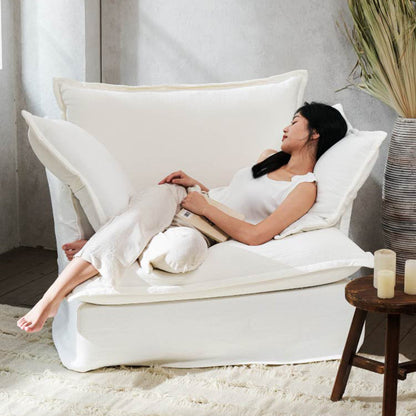 Moonlight White Swivel Birch Wood Accent Chair - Minimalist Lounging Sofa for Living Room or Study