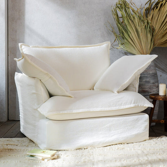 Moonlight White Swivel Birch Wood Accent Chair - Minimalist Lounging Sofa for Living Room or Study