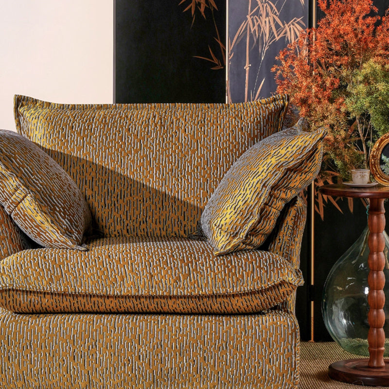 Textured Gold Swivel Birch Wood Accent Chair – Vintage Accent Oriental Sofa for Living Room