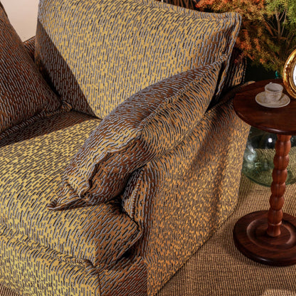 Textured Gold Swivel Birch Wood Accent Chair – Vintage Accent Oriental Sofa for Living Room