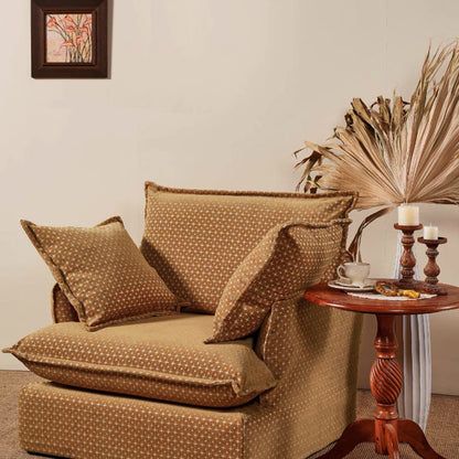 Starlight Pattern Swivel Birch Wood Accent Chair – French Retro Lounge Sofa for Living Room or Study