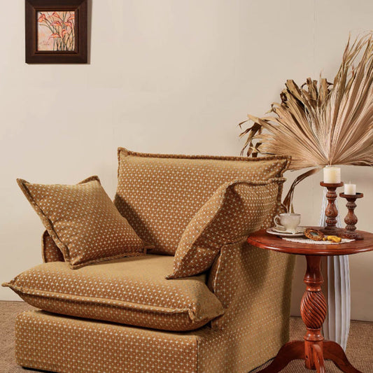 Starlight Pattern Swivel Birch Wood Accent Chair – French Retro Lounge Sofa for Living Room or Study