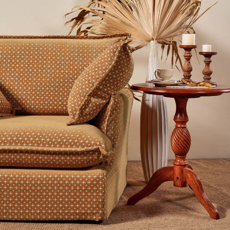 Starlight Pattern Swivel Birch Wood Accent Chair – French Retro Lounge Sofa for Living Room or Study