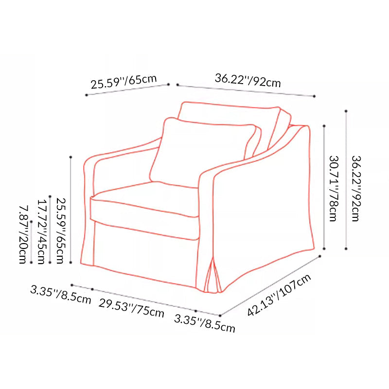Golden Stripe Pattern Cotton Linen Birch Wood Accent Chair - Minimalist Retro Lounge Chair for Living Room