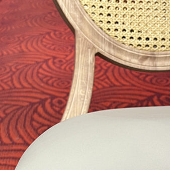 Traditional Vintage Rattan Solid Wood Upholstered Oval Trapezoid Dining Chair With Backrest For Dining Room