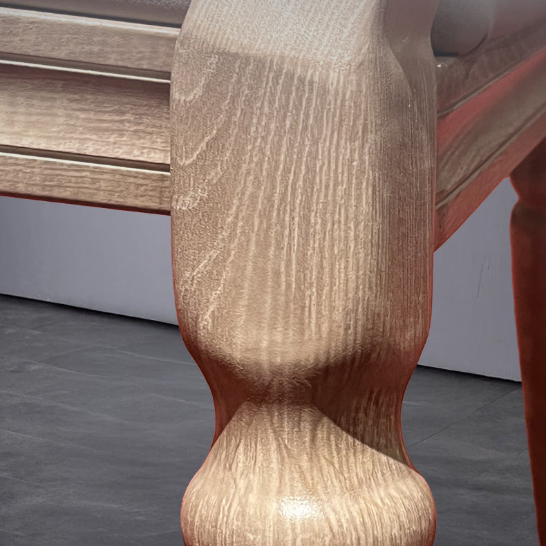 Traditional Vintage Rattan Solid Wood Upholstered Oval Trapezoid Dining Chair With Backrest For Dining Room