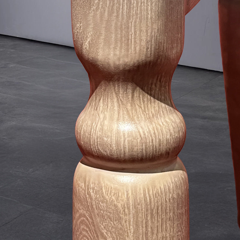 Traditional Vintage Rattan Solid Wood Upholstered Oval Trapezoid Dining Chair With Backrest For Dining Room