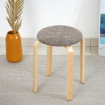 Modern Simplicity Round Upholstered Fabric Wood Dining Chair For Dining Room