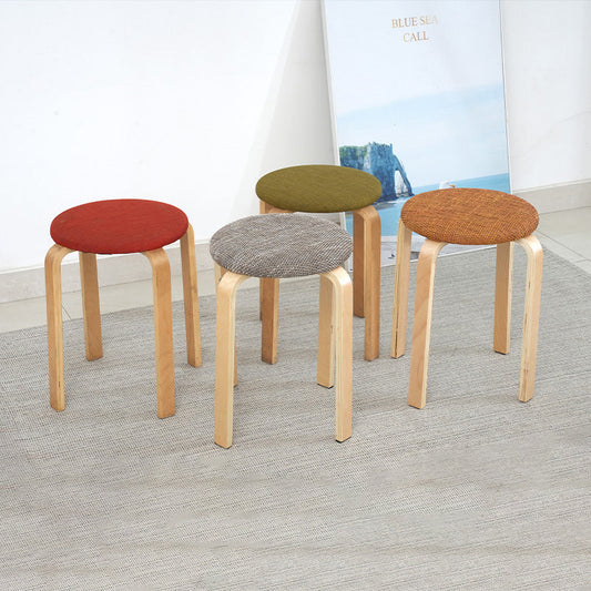 Modern Simplicity Round Upholstered Fabric Wood Dining Chair For Dining Room