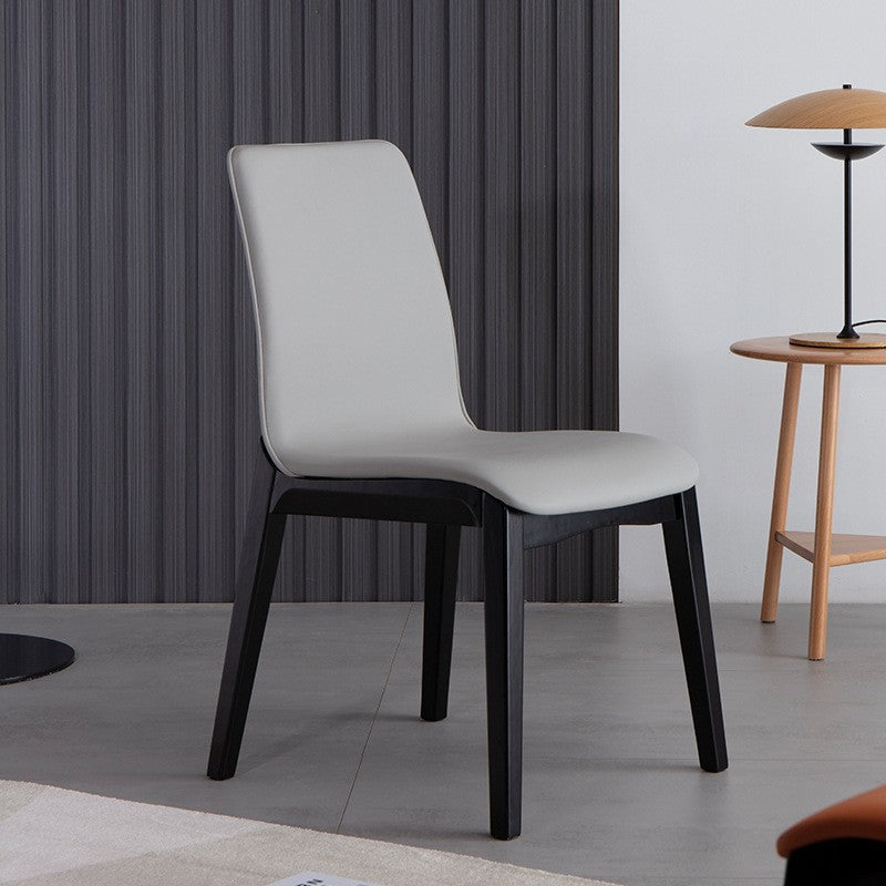 Contemporary Nordic Square Wood PU Leather Dining Chair Backrest Armless For Dining Room