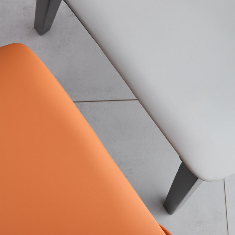 Contemporary Nordic Square Wood PU Leather Dining Chair Backrest Armless For Dining Room