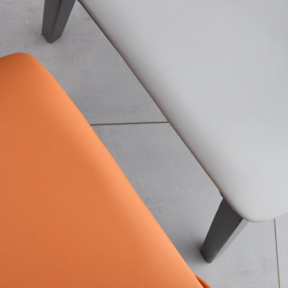 Contemporary Nordic Square Wood PU Leather Dining Chair Backrest Armless For Dining Room