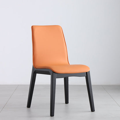 Contemporary Nordic Square Wood PU Leather Dining Chair Backrest Armless For Dining Room